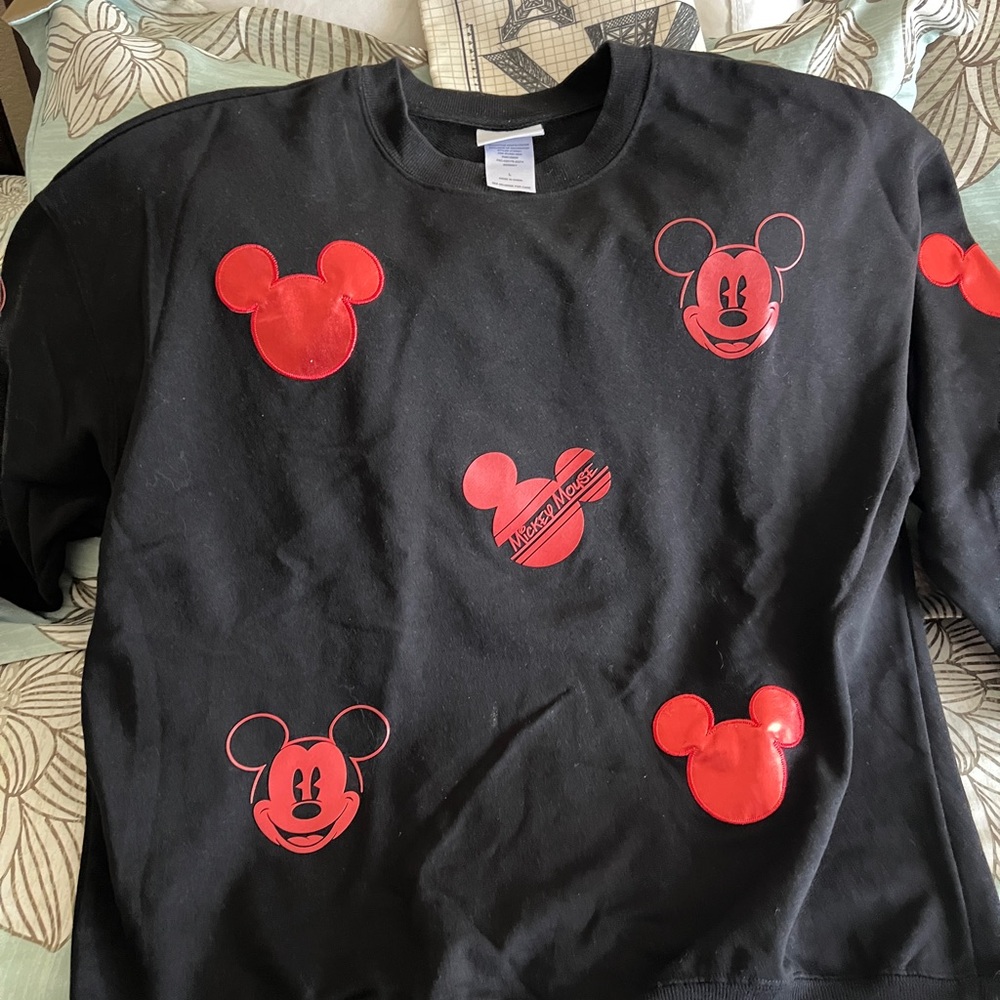 Disney Black Sweatshirt with Red Mickey Mouse Designs